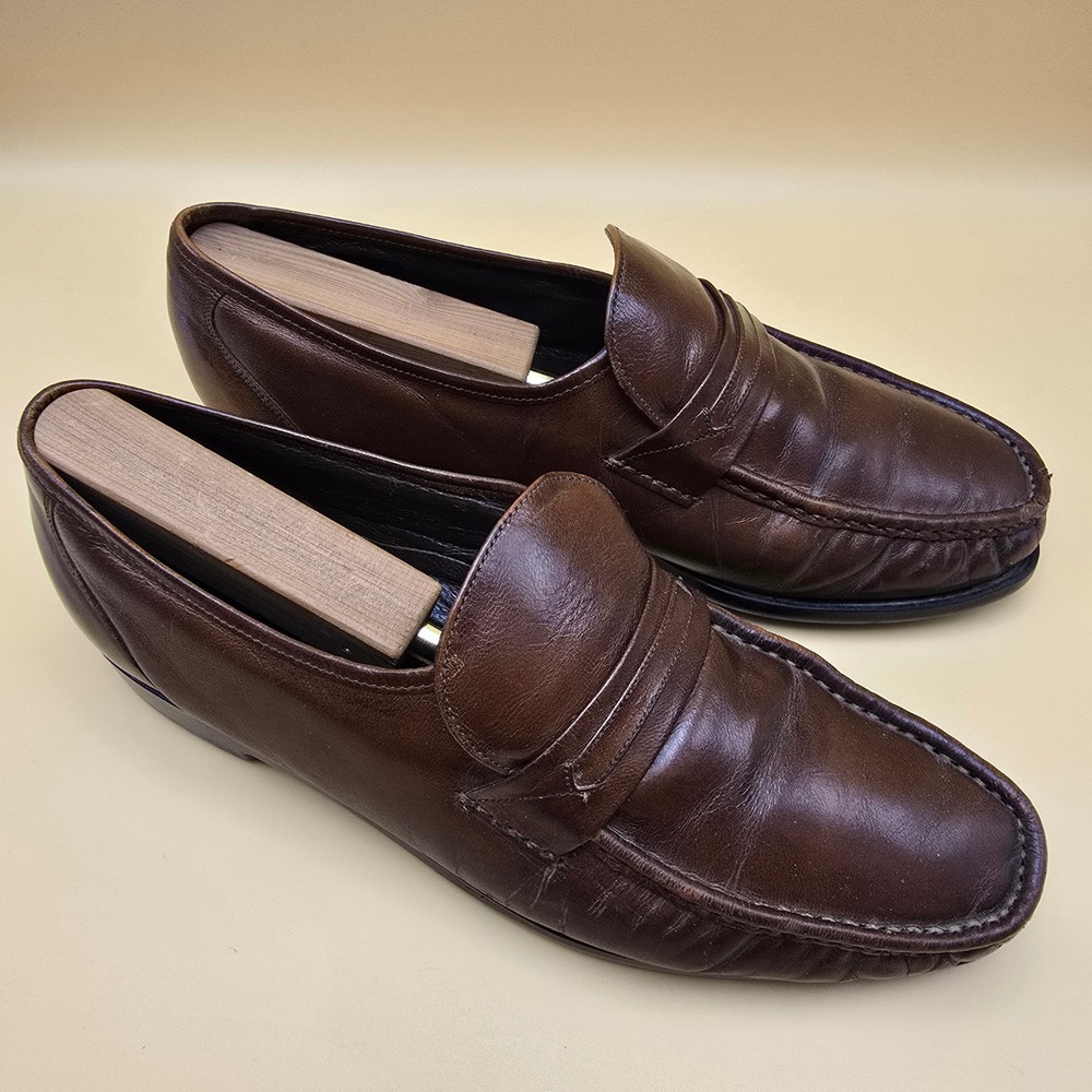 Florsheim Mens Brown Leather Penny Loafers Moc Toe Dress Shoes 9.5 D 76323